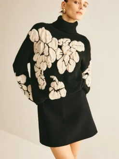Hot Wool-Blend Turtleneck Jacquard Sweater Sweater Tops|Sweaters & Cardigans