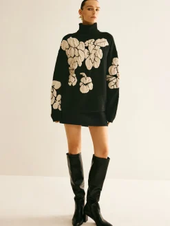 Hot Wool-Blend Turtleneck Jacquard Sweater Sweater Tops|Sweaters & Cardigans