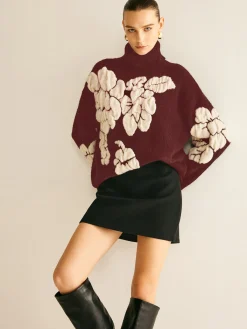 Hot Wool-Blend Turtleneck Jacquard Sweater Sweater Tops|Sweaters & Cardigans