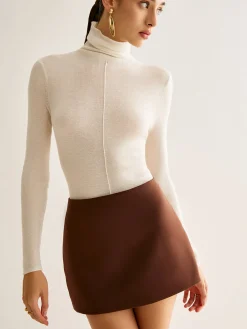 Wool-Blend Turtleneck Piping Sweater Sweater Tops|Sweaters & Cardigans