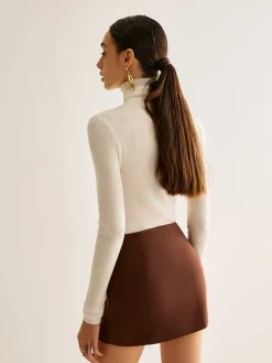 Wool-Blend Turtleneck Piping Sweater Sweater Tops|Sweaters & Cardigans