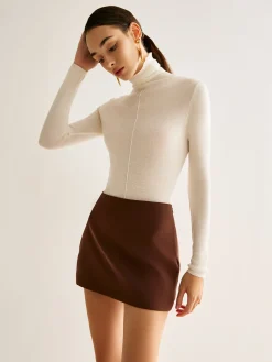 Wool-Blend Turtleneck Piping Sweater Sweater Tops|Sweaters & Cardigans