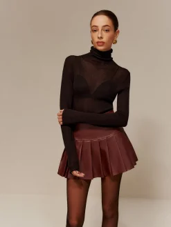 Discount Wool-Blend Turtleneck Semi-Sheer Skinny Sweater Sweater Tops|Sweaters & Cardigans