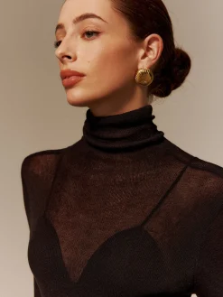 Discount Wool-Blend Turtleneck Semi-Sheer Skinny Sweater Sweater Tops|Sweaters & Cardigans