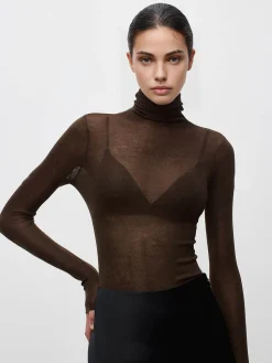 Clearance Wool-Blend Turtleneck Sheer Sweater Sweater Tops|Sweaters & Cardigans