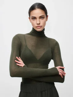 Clearance Wool-Blend Turtleneck Sheer Sweater Sweater Tops|Sweaters & Cardigans