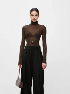 Clearance Wool-Blend Turtleneck Sheer Sweater Sweater Tops|Sweaters & Cardigans
