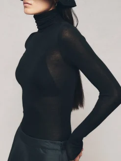 Clearance Wool-Blend Turtleneck Sheer Sweater Sweater Tops|Sweaters & Cardigans