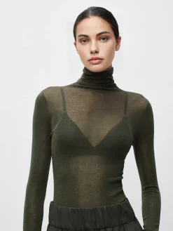 Clearance Wool-Blend Turtleneck Sheer Sweater Sweater Tops|Sweaters & Cardigans