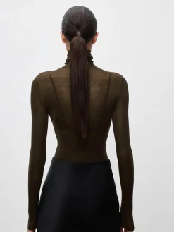 Hot Wool-Blend Turtleneck Sheer Sweater Sweater Tops|Sweaters & Cardigans