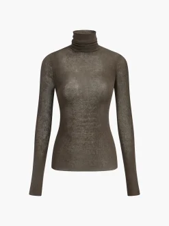 Hot Wool-Blend Turtleneck Sheer Sweater Sweater Tops|Sweaters & Cardigans