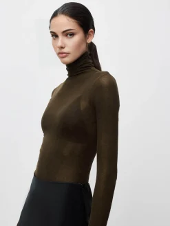 Hot Wool-Blend Turtleneck Sheer Sweater Sweater Tops|Sweaters & Cardigans
