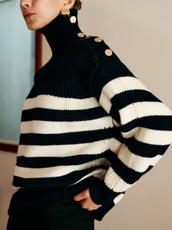 Hot Wool-Blend Turtleneck Striped Sweater Sweater Tops|Sweaters & Cardigans