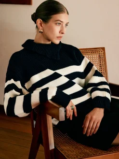 Hot Wool-Blend Turtleneck Striped Sweater Sweater Tops|Sweaters & Cardigans