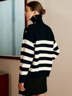 Hot Wool-Blend Turtleneck Striped Sweater Sweater Tops|Sweaters & Cardigans