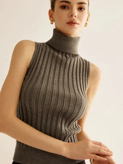 Discount Wool-Blend Turtleneck Sweater Vest Sweater Vests|Sweaters & Cardigans
