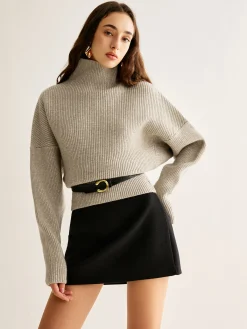 Sale Wool-Blend Turtleneck Sweater Without Belt Sweater Tops|Sweaters & Cardigans