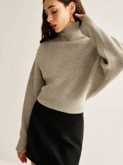 Sale Wool-Blend Turtleneck Sweater Without Belt Sweater Tops|Sweaters & Cardigans