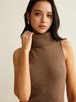 Discount Wool-Blend Turtleneck Sweater Dress Without Belt Sweater Dresses|Work Dresses