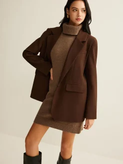 Discount Wool-Blend Turtleneck Sweater Dress Without Belt Sweater Dresses|Work Dresses
