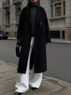 Best Wool-Blend Tweed Long Coat Outerwear|Coats