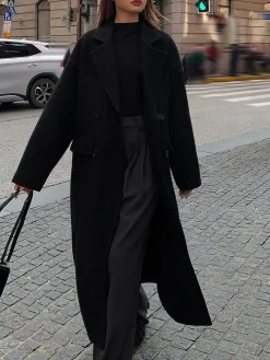 Best Wool-Blend Tweed Long Coat Outerwear|Coats