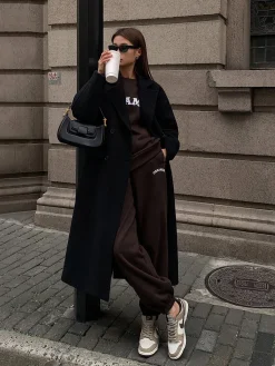Best Wool-Blend Tweed Long Coat Outerwear|Coats