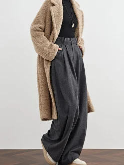 New Wool-Blend Tweed Pleated Pants Pants|Bottoms