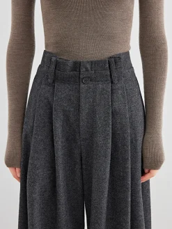 New Wool-Blend Tweed Pleated Pants Pants|Bottoms