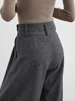 New Wool-Blend Tweed Pleated Pants Pants|Bottoms