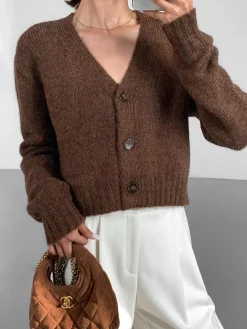 Best Wool-Blend V-Neck Short Cardigan Cardigans|Sweaters & Cardigans