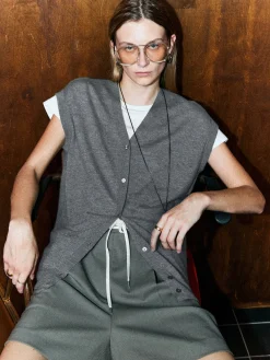 Wool-Blend V-Neck Sweater Vest Sweater Vests|Sweaters & Cardigans