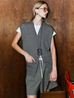 Wool-Blend V-Neck Sweater Vest Sweater Vests|Sweaters & Cardigans