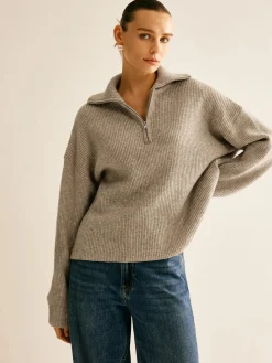 Hot Wool-Blend Zipper Sweater Co-ords Sweater Tops|Sweaters & Cardigans
