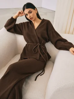 Hot Wrap Belted Sweater Pants Set Sweater Tops|Sweaters & Cardigans