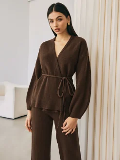 Hot Wrap Belted Sweater Pants Set Sweater Tops|Sweaters & Cardigans