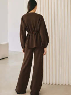 Best Wrap Belted Sweater Pants Set Sweater Tops|Sweaters & Cardigans