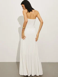 Hot Wrap Off-Shoulder Pleated Dress White Dresses|Casual Dresses
