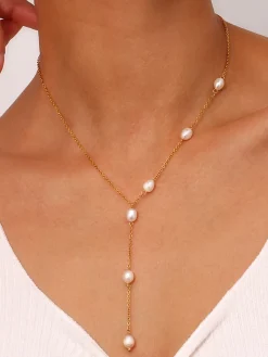Clearance Y-Shape Pearl Pendant Necklace Necklaces|Accessories