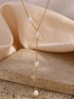 Clearance Y-Shape Pearl Pendant Necklace Necklaces|Accessories