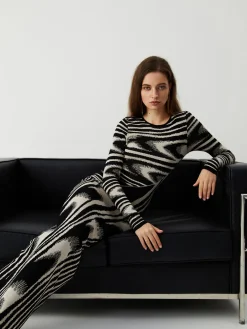 Sale Zebra Print Long Sleeve Sweater Dress Black Dresses|Sweater Dresses