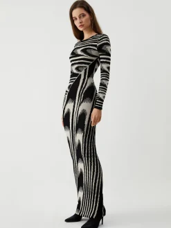 Sale Zebra Print Long Sleeve Sweater Dress Black Dresses|Sweater Dresses