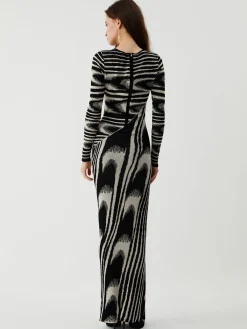 Sale Zebra Print Long Sleeve Sweater Dress Black Dresses|Sweater Dresses