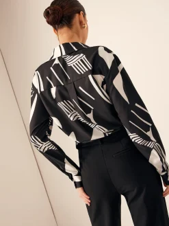 Best Zebra Printed Button-Down Collar Shirt Blouses & Shirts|Tops
