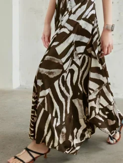 Zebra Printed Maxi Skirt Skirts|Bottoms