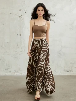 Zebra Printed Maxi Skirt Skirts|Bottoms