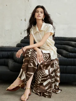 Zebra Printed Maxi Skirt Skirts|Bottoms