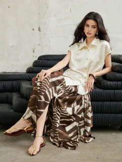 Zebra Printed Maxi Skirt Skirts|Bottoms