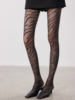 Zebra-Pattern Sheer Tights Socks & Tights|Accessories