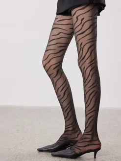 Zebra-Pattern Sheer Tights Socks & Tights|Accessories